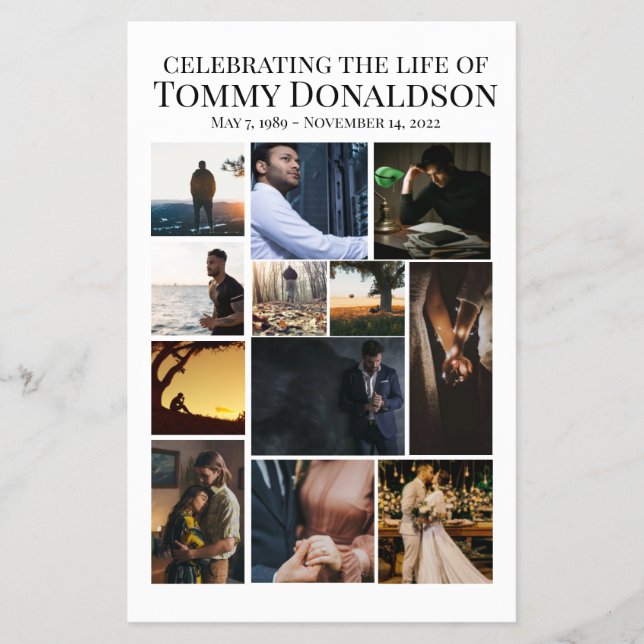 12 Foto Collage Beerdigung Flyer (Vorne)