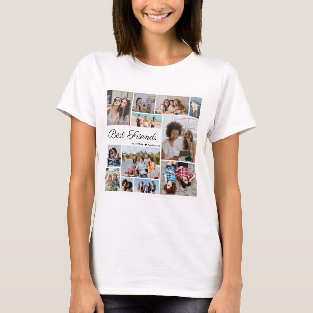 12 Foto Collage Best Friends Forever Unisex T-Shirt (Vorderseite)