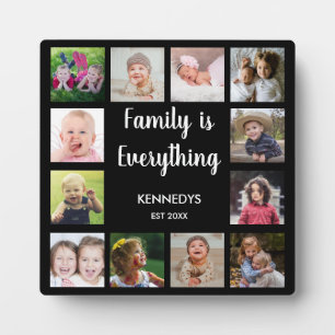 12 Foto Collage Familie ist alles Zitat schwarz Fotoplatte