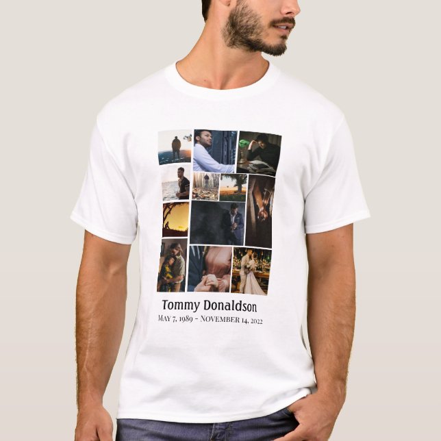 12 Foto Collage feiert Life Funeral TShirt (Vorderseite)