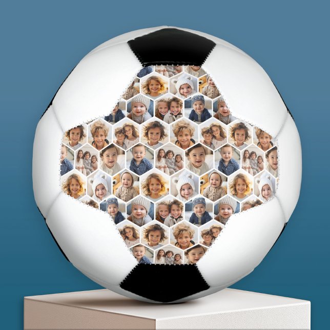 12 Foto Collage - Funky hexagon Honeycomb Muster Fußball (Custom Soccer Ball)