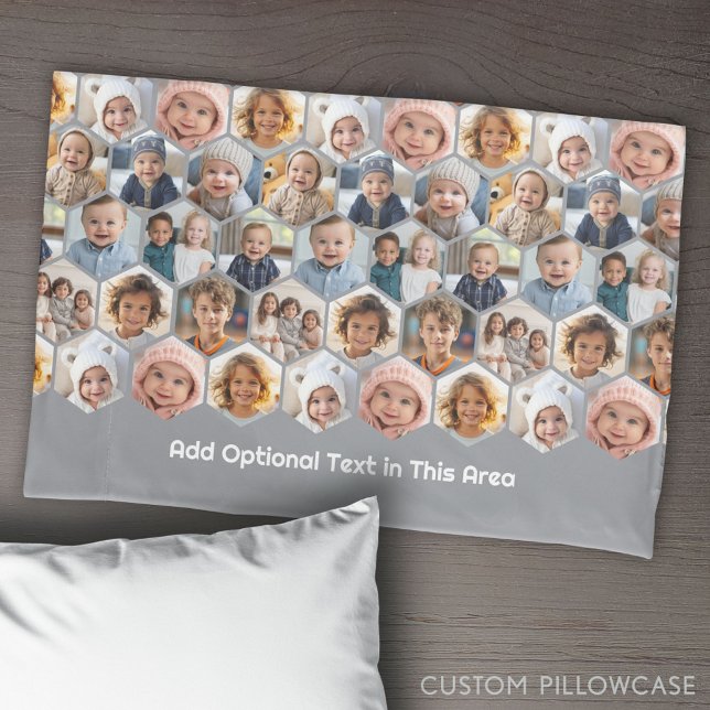 12 Foto Collage - Funky hexagon Honeycomb Muster Kissenbezug (Create Your Own Photo Collage Pillowcase)