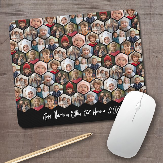 12 Foto-Collage - funky Sechseck - Zufallsmuster Mousepad (Personalized mouse pad with your photos and text)