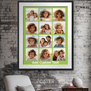 12-Foto-Collage mit Limettengrüner Hintergrund Poster