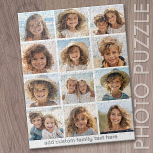 12-Foto-Collage - Moderne Gitter Weiß - Grauer Tex