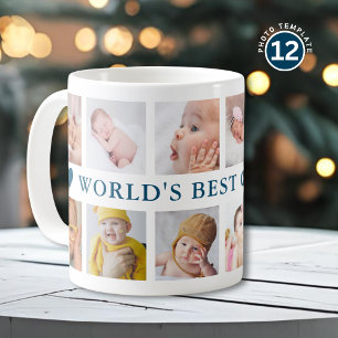 12 Foto-Collage Ozeanblau Weltbester Opa Kaffeetasse