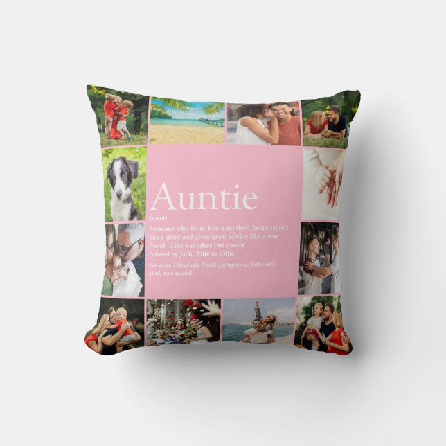 12 Foto Collage Pink Tante Tante Definition Kissen (Vorderseite)
