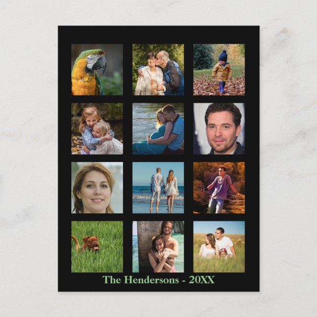 12 Foto der Bildfamilie ✨ Collage Custom Postkarte (Vorderseite)
