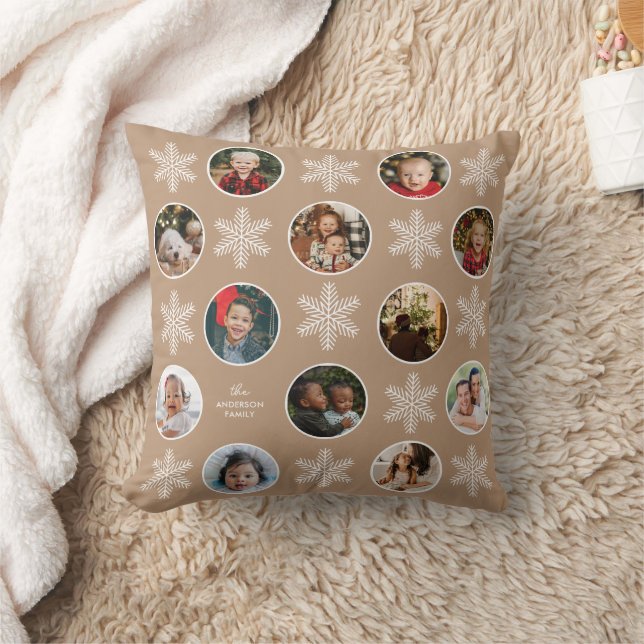 12 Foto Familienweiße Schneeflocke Weihnachten Kissen (Decke)