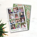 12 Foto Frohe Weihnachten mit Salbei botanischen R<br><div class="desc">Verwenden Sie 12 quadratische Fotos mit dem Thema zentriert. Die 12 Gitter-Foto-Collage verwendet quadratische Foto gestapelt, um mehrere Fotos hinzuzufügen. Um die besten Ergebnisse zu erzielen, schneiden Sie Ihre Fotos vor dem Hochladen ab. Auf der Rückseite ist ein moderner zeichn von Blätter und Beeren in Salbei Grüntönen und Korallen. Wir...</div>