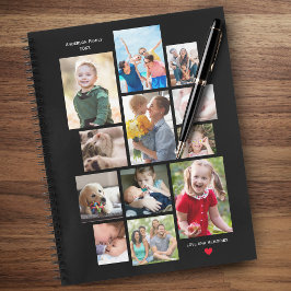 12-Foto-Gedächtniskollektion mit Herz auf Schwarz Notizbuch