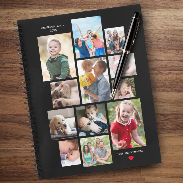 12-Foto-Gedächtniskollektion mit Herz auf Schwarz Notizbuch (Von Creator hochgeladen)