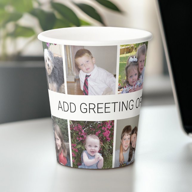 12 Foto Instagram Collage mit einer Textzeile Pappbecher (Photo Paper Cup)