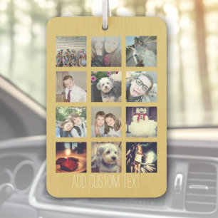 12 Foto Instagram Collage mit goldenem Hintergrund Autolufterfrischer