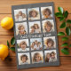 12 Foto Instagram Collage mit grauem Hintergrund Geschirrtuch (Personalized Kitchen Towel with photos and text - Makes a great gift)