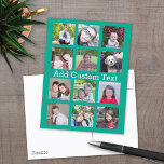 12 Foto Instagram Collage mit grünem Hintergrund Postkarte<br><div class="desc">Fügen Sie Ihre Lieblings-Bilder zu dieser lustigen Vorlage. Sie können Instagram-Foto oder andere Foto für dieses Raster verwenden.</div>