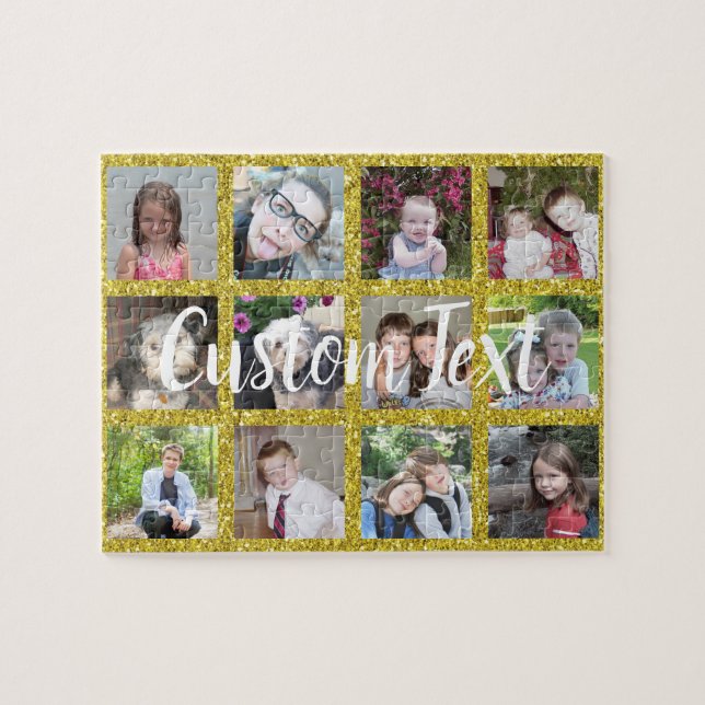 12 Foto Instagram Collage mit Imitate Gold Glitzer (Horizontal)