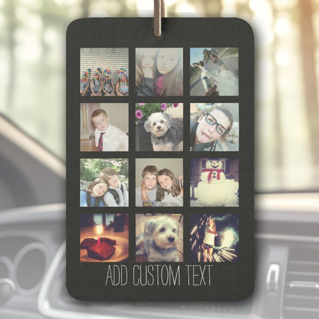 12 Foto Instagram Collage mit schwarzem Hintergrun Autolufterfrischer (Custom Air Freshener with Photo Collage)
