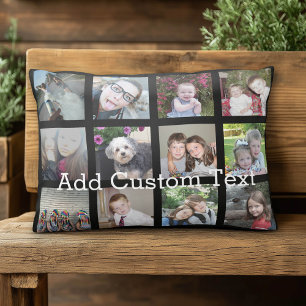 12 Foto Instagram Collage mit schwarzem Hintergrun Zierkissen