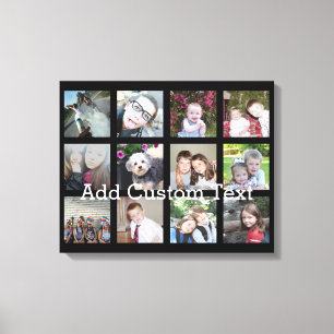 12 Foto Instagram Collage mit schwarzem Leinwanddruck