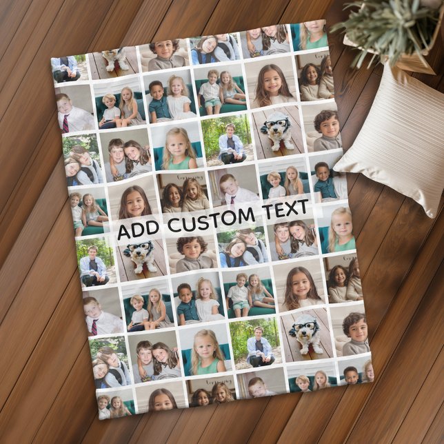 12 Foto Instagram Collage mit Text Fleecedecke (Personalized fleece blanket with 12 photos and custom text - Makes a great Gift)