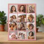 12 Foto Instagram Collage - Pastel Coral Rose Postkarte<br><div class="desc">Fügen Sie Ihre Lieblingsbilder in dieses Foto-Raster von 12 Steckplätzen ein. Sie können alle Foto für dieses Raster verwenden.</div>