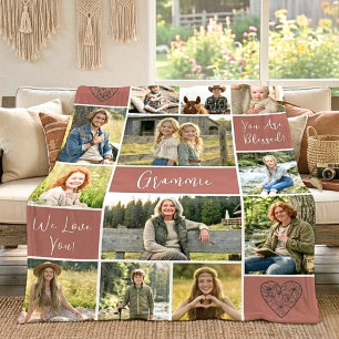 12-Foto-Oma-Name-Boho-Mauve-Andenken Fleecedecke
