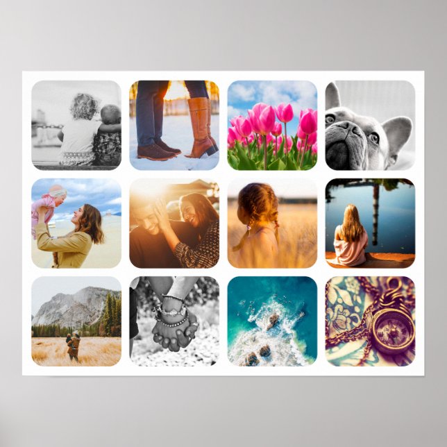 12 Foto Poster Template Gitter Rundrahmen Wand (Vorne)