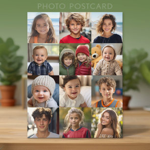 12-Foto-Raster-Collage - Nur Fotos Postkarte