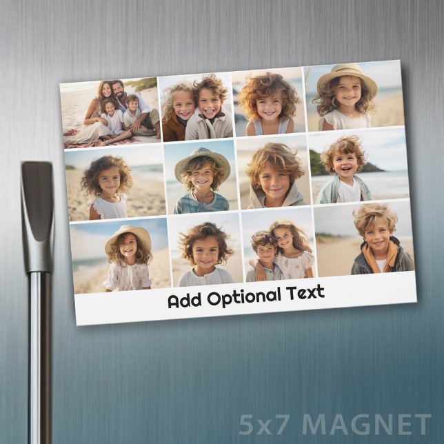 12-Foto-Raster-Collage - Weiß - Mod-Typ Magnet (Photo Magnet - 5x7)