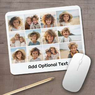 12-Foto-Raster-Collage - Weiß - Mod-Typ Schwarz Mousepad