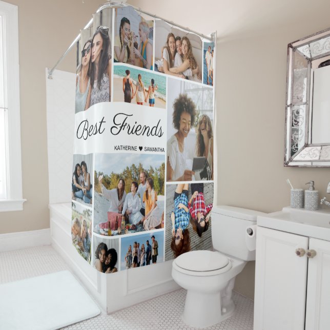 12 Fotocollage Beste Freunde für immer Duschvorhang (Beispiel)