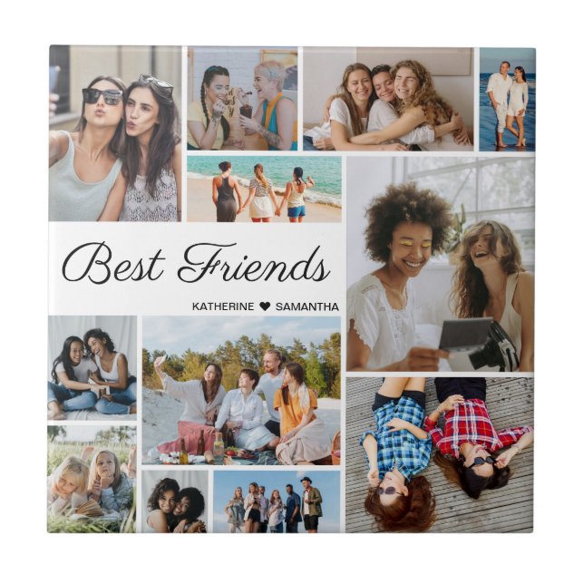 12 Fotocollage Beste Freunde für immer Fliese (Vorderseite)