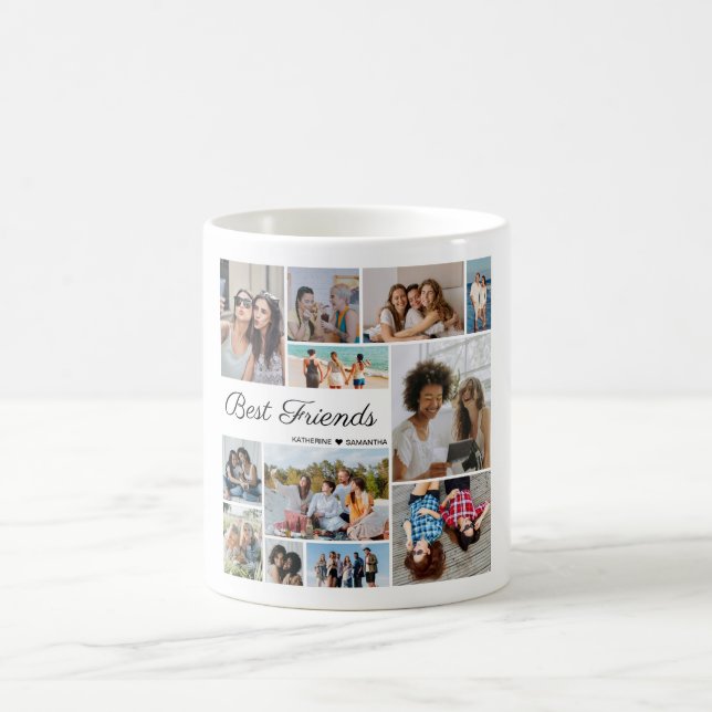 12 Fotocollage Beste Freunde für immer Kaffeetasse (Mittel)