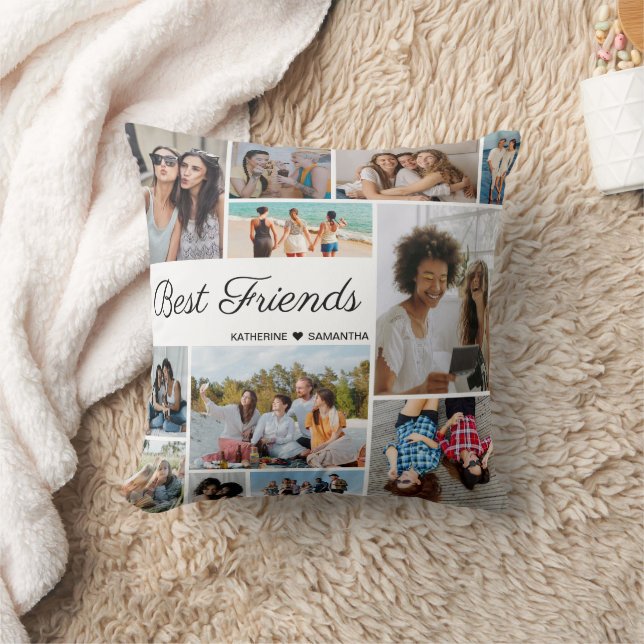 12 Fotocollage Beste Freunde für immer Kissen (Decke)