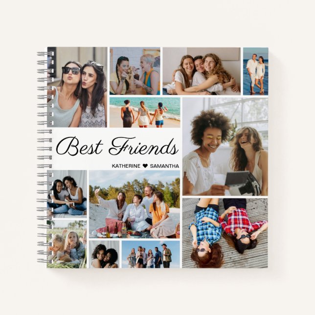 12 Fotocollage Beste Freunde für immer Notizbuch (Vorderseite)