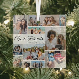 12 Fotocollage Beste Freunde für immer Ornament Aus Glas