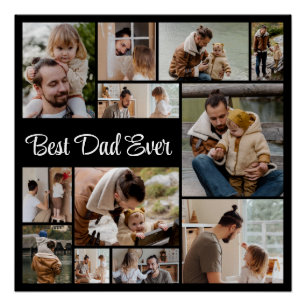 12 FotoCollage Bester Vater je glänzend Poster