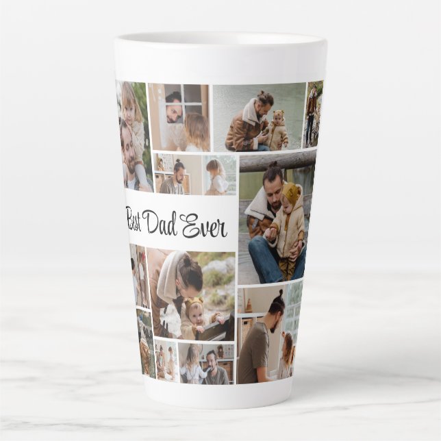 12 FotoCollage Bester Vater je Milchtasse (Vorderseite)