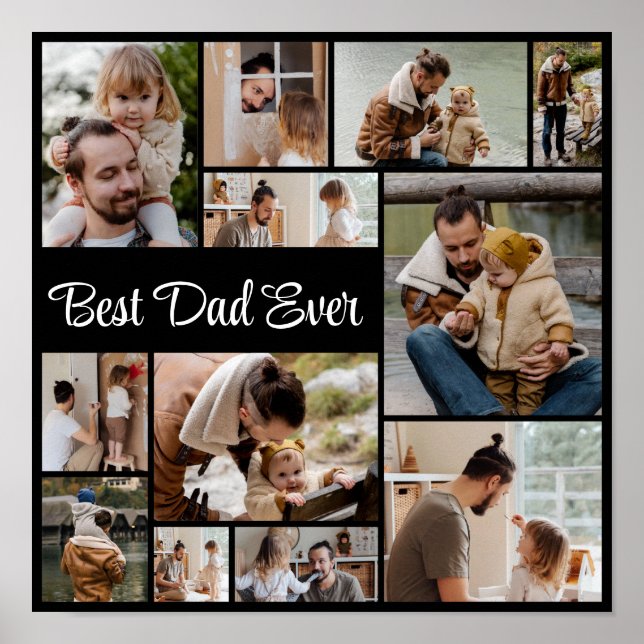 12 FotoCollage Bester Vater je Poster (Vorne)