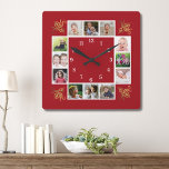 12 FotoCollage Erstellen Sie Ihr eigenes Gold Red Quadratische Wanduhr<br><div class="desc">Erstellen Sie Ihre eigene Foto Collage Wand Uhr mit 12 Ihrer Lieblingsfotos. Die Foto-Rahmenuhr hilft Ihnen,  Ihre besonderen Momente zu schätzen und macht Eltern,  Großeltern und Freunden ein wohlüberlegtes Geschenk. Die personalisierte Familienuhr ist ein einzigartiges Geschenk für jede Anlässe.</div>