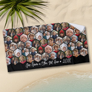 12 FotoCollage - funky hexagon - Random Muster Strandtuch