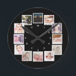 12 FotoCollage Personalisiert Runde Wanduhr<br><div class="desc">12 Foto Collage Personalisiert Template Wand Uhr .. Fügen Sie einfach Ihre eigenen Fotos und Texte zu dieser großartigen Wanduhr .. einfach zu personalisieren .. anpassbare Fotovorlagen Uhr von Ricaso - perfekte Geschenkideen</div>