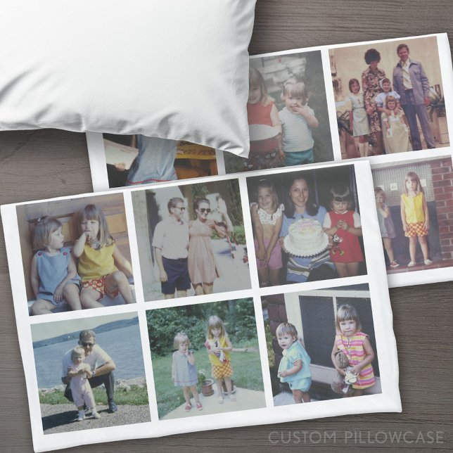 12 Fotomaterial - 6 Fotos pro Seite - weiß Kissenbezug (Custom Pillowcase)