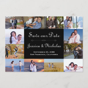 12 Fotos Collage Black - 12x18 Save the Date