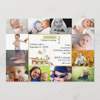 12 Fotos Geburtstagszug Rot - Einladung zum Geburt