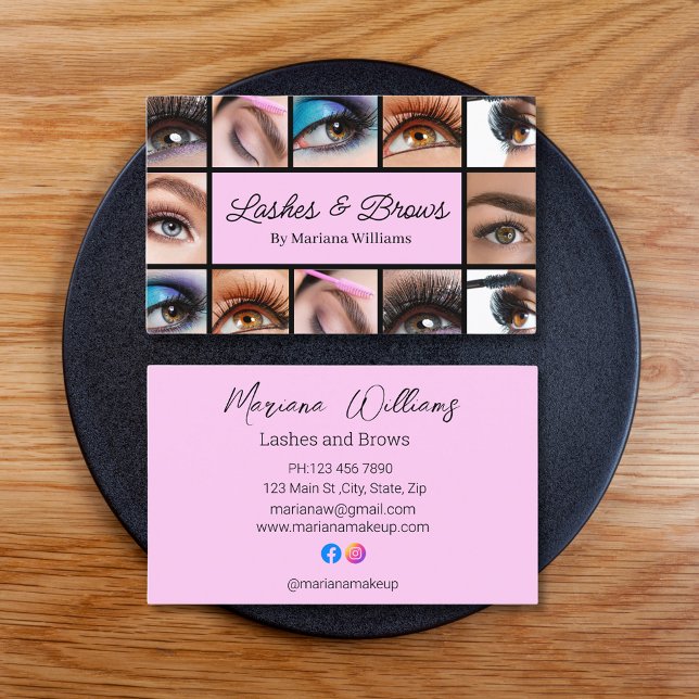 12 Fotos Makeup-Künstler rosa Visitenkarte (Von Creator hochgeladen)