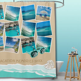 12 Fotos Strand Urlaub Collage Küste Rahmen Duschvorhang