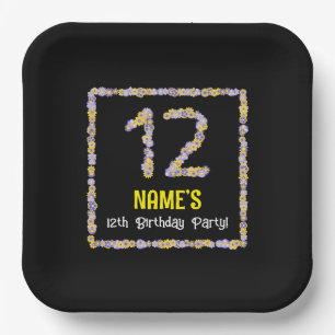 12. Geburtstag: Blumennummer, Individuelle Name, B Pappteller