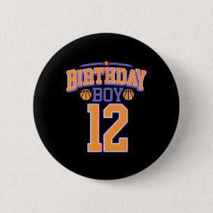 12. Geburtstag Boy Basketball Lover 12 Jahre Altes Button